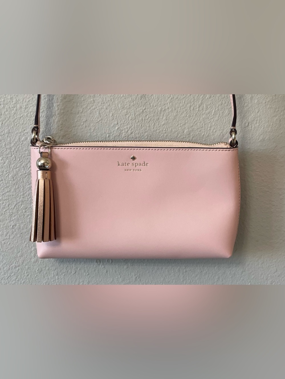 Kate Spade Ivy Street Amy Pink Leather Crossbody Bag Tassel Zip